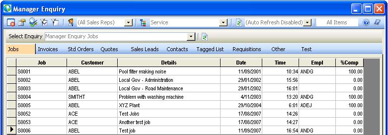 Customer Enquiry You can monitor and access all jobs for specific customers via Customer Enquiry. 1.