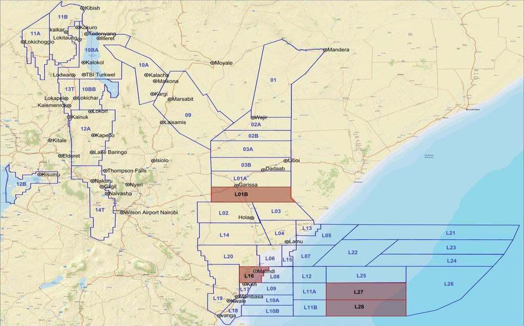 9 MM Acres in the Largest Sedimentary Basin in Kenya 4 Blocks in the Lamu Basin awarded in May 2012; effective August 2012 Adamantine Bowleven AWARD DETAILS ERHC Africa Oil Tullow Africa Oil Afren