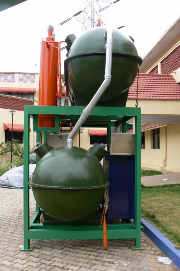 The crude gas produced from the bioreaction process is refined further to enhance the purity of the methane content of the gas and to remove other gases including carbon dioxide, hydrogen sulphide,