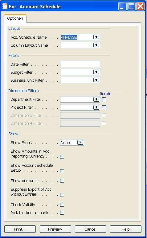 Manual OPplus Trial Balance and Affiliation Balance Ext. Account Schedule Print button The Ext.
