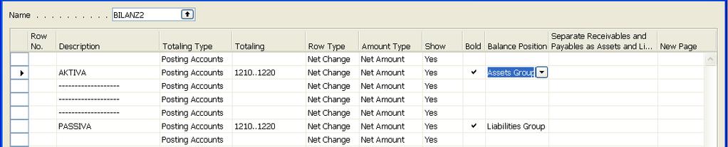 In this example, the 1210 and 1220 accounts are balanced and the Total Balance is shown as assets (if the total