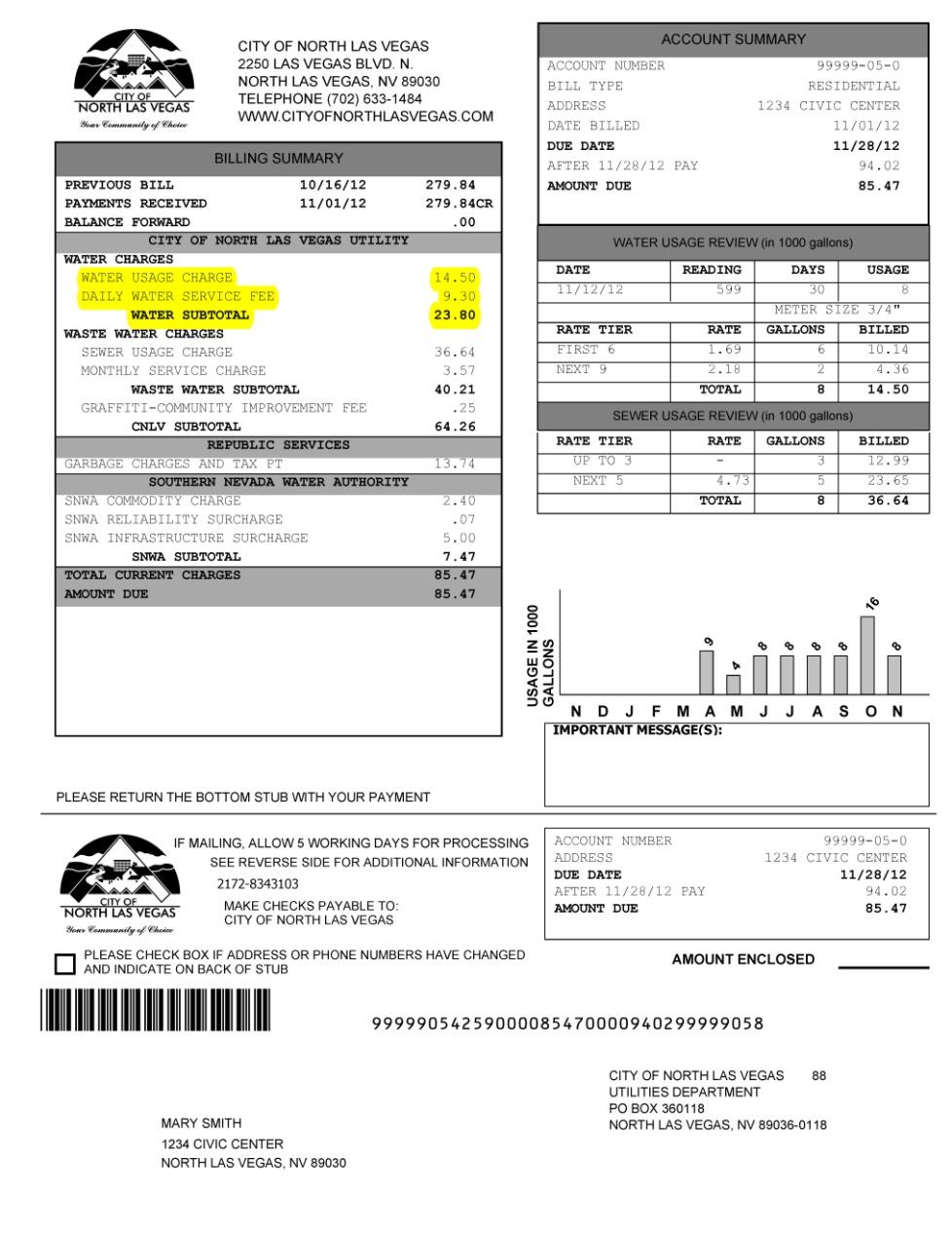 CITY OF NORTH LAS VEGAS Utilities Department City of North Las Vegas Potable Water Volume Charge (Residential Metered Charges) Residential customers are charged for water usage via a four-tiered