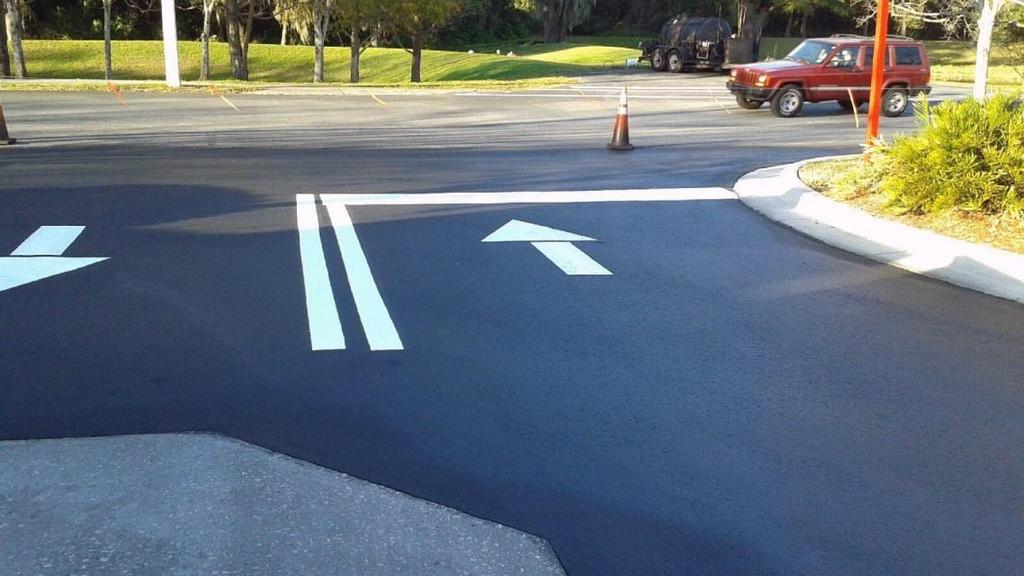 Besides in/out arrows, all 2-way driveways require center-line double striping