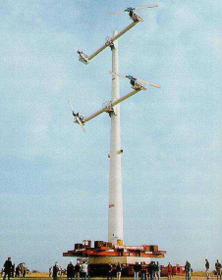 Fig. 2.10: Contra rotating wind turbine proposed by Are Endel [Are 1980] Three-Rotor Wind Turbine by Lagerwey, a Netherlands based company [KS 13c].