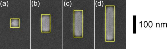 Electron-beam lithography: aspect ratio rectangles can be