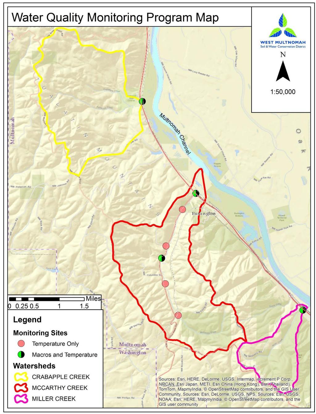 Figure: Map of monitoring locations within the WMSWCD Water
