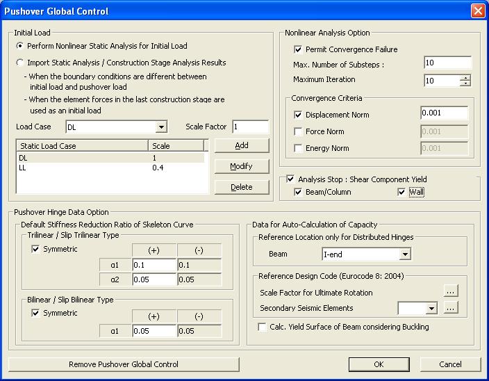 Analysis 9. Option for Considering the Shear Failure in Pushover Analysis New option for considering the shear component failure has been added.
