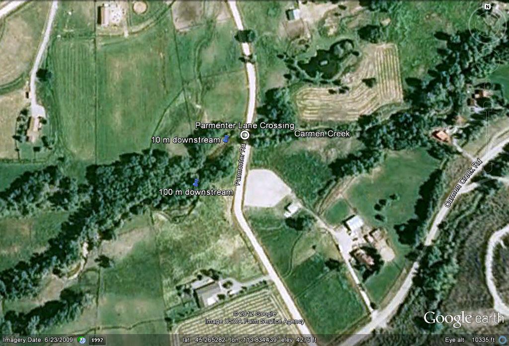 Figure 5 - Sampling locations at Parmenter Lane Crossing.