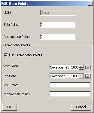 1BSetting Up and Using Loyalty Points 6. Fill in the Item Points fields as follows: UOM. The units of measure are all defined in Sage Accpac Inventory Control. You cannot change them here.