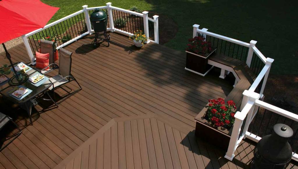 ProTect Advantage Decking Beauty meets brawn Built by Deckscapes, Pineville, NC ProTect Advantage decking shown in Chestnut with Horizon railing shown in White Style, durability, and easy maintenance