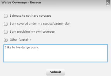 On the right-side of the screen, all available plans for the selected benefit type will be displayed, including the Provider, Plan Dates, and Cost for each Coverage Level option.