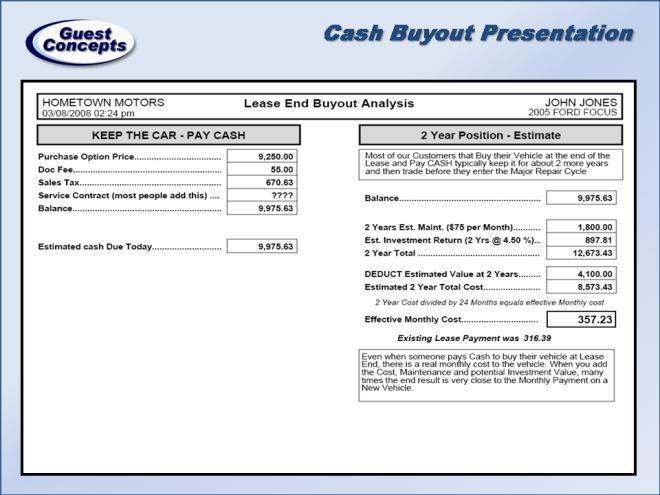 This is an example of the Cash Buyout Presentation.