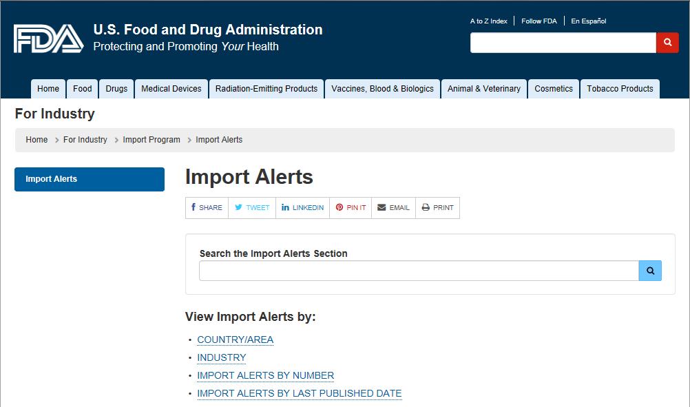 Accessing Import Alerts http://www.fda.