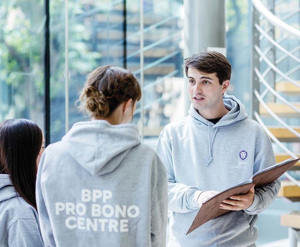 BPP and the community With many programmes designed to help our students succeed, we also support the wider community with a range of projects through our Pro Bono Legal Centre winning Best
