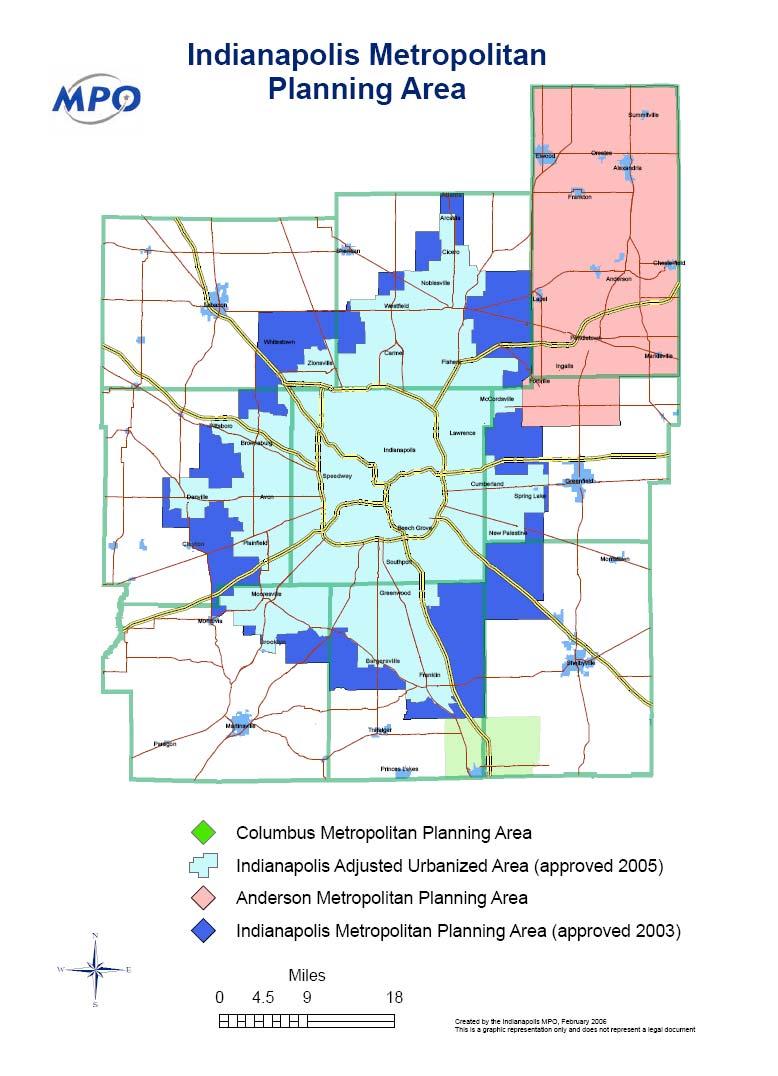 Figure 1: Central Indiana Air Quality Conformity Region