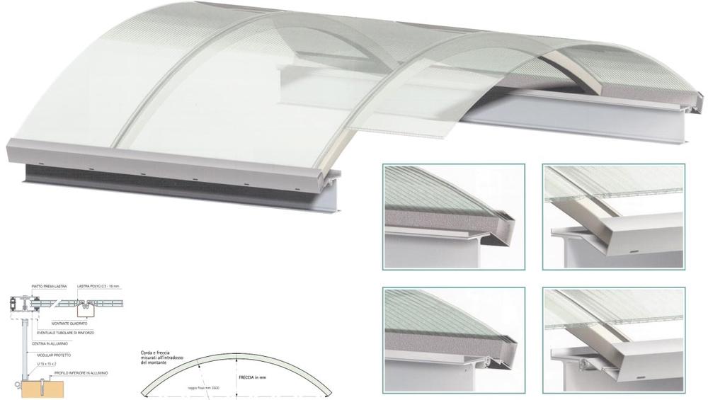 SKYLIGHTS AND TUNNELS SOLUTION WITH ALUMINIUM SIDE POLE-PLATE (internal view) SOLUTION WITH ALUMINIUM SIDE POLE-PLATE (external view)