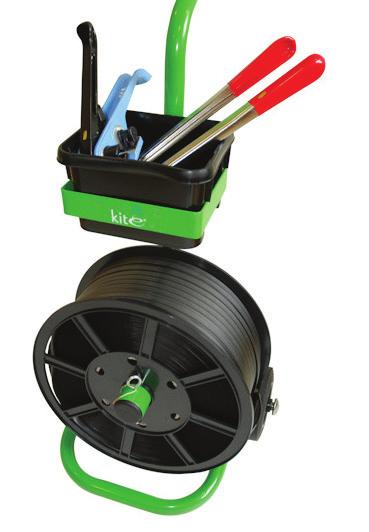 Kit 2 includes a reel of strapping, trolley and a seal-less combination tool.