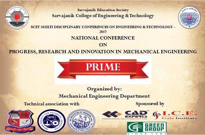 About PRIME On 25th 26th March 2017, Sarvajanik College of Engineering and Technology (SCET), Surat; had organized SCET Multidisciplinary Conference on Engineering & Technology (SMDCET- 2017).