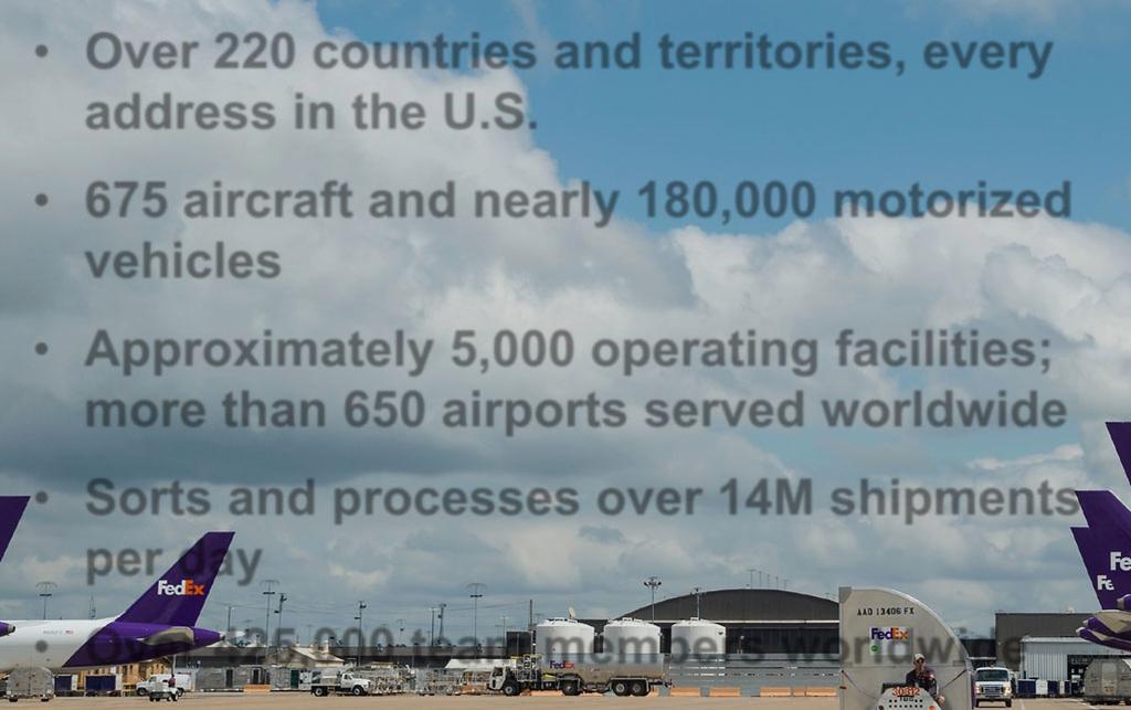 worldwide See fedex.com/dream for more information Broad Portfolio of Services FY18 Revenues: $65.