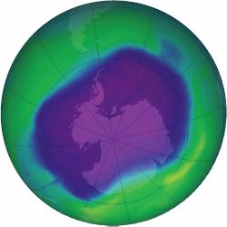 Air Hole in the Ozone Layer lets in UV Radiation Caused by: Chemicals particularly CFCs Montréal Protocol 1987 Banning of
