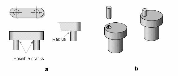 Design of multiple level parts Flanges and Studs Use radii to avoid potential crack
