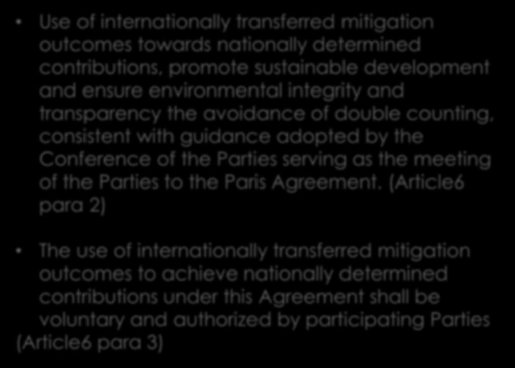 integrity and transparency the avoidance of double counting, consistent with guidance adopted by the Conference of the Parties serving as the meeting of the Parties to the Paris Agreement.