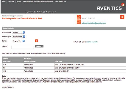 12 AVENTICS Online World Cross reference tools CRT Cross Reference Tool: Switching to AVENTICS made easy Looking for an AVENTICS alternative to a competitor product?