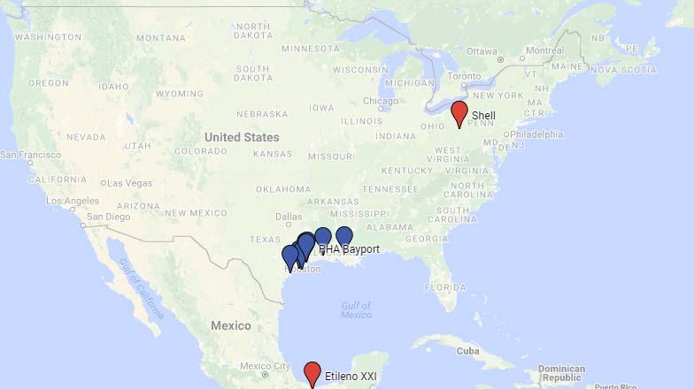 New PE Projects Concentrated Near West Gulf Ports * Map: Select new PE projects and Major US resin export ports Houston & other West Gulf ports dominate PE exports today with 88% market share in 2015