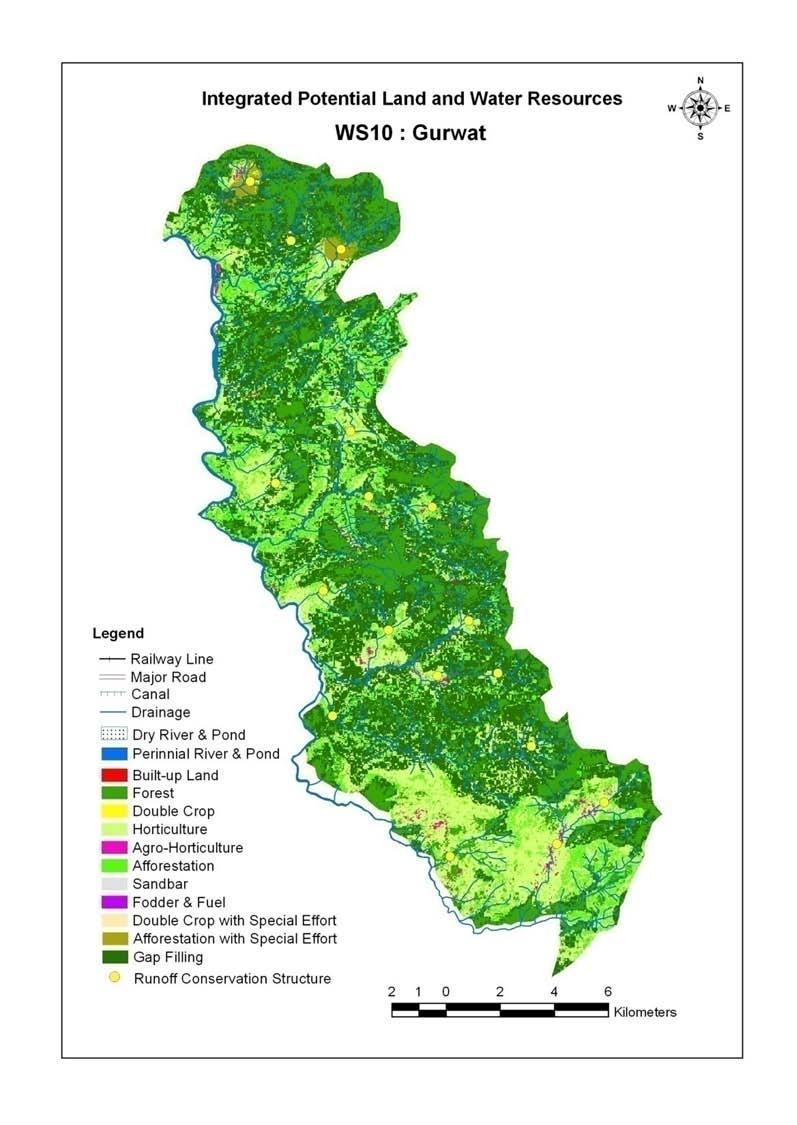 Length of Rivers = 469.24 Km Length of Canal = 00.00 km No. of Ponds = 00 Runoff Conservation = 17 structure Potential Land use Area (ha) Area (Per cent) Built-up 0.00 0.00 Waterbody 19.67 0.