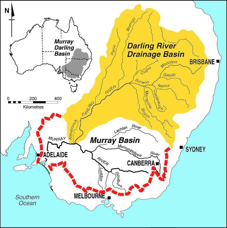 The Murray Darling Basin (MDB) 1,000,000 km 2 14% of Australia 80% of basin is agric. 60% of Australia s irrigation Food Bowl of Aust.