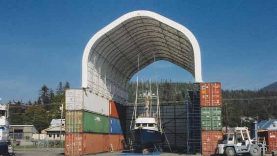 Success story Jenkins Welding Location Wrangell, AK Challenge Lack of covered work space for large fishing vessels Solution Hercules Truss Arch Building Size 50' wide x 80' long Application Ship