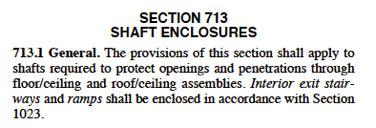 Defining Shaft Wall Requirements Code requirements for shaft enclosures contained in IBC Section 713 IBC 713.
