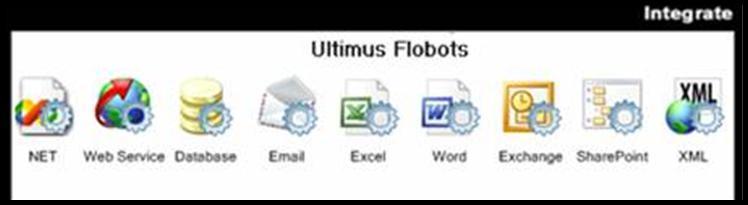 Ultimus Flobots and FloStations Ultimus Flobots, a term for Workflow Robots, are rapid integration agents that allow processes to be integrated with existing applications using simple point and