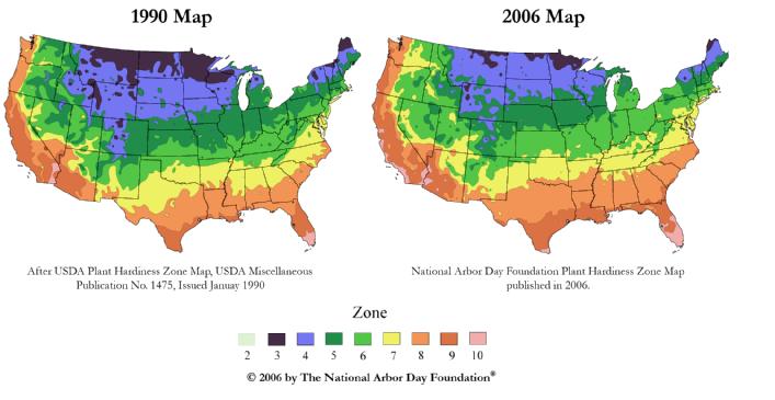 Planting Zone Shifts Already Seen in the US After USDA Plant Hardiness Zone Maps, USDA Miscellaneous Publication No.