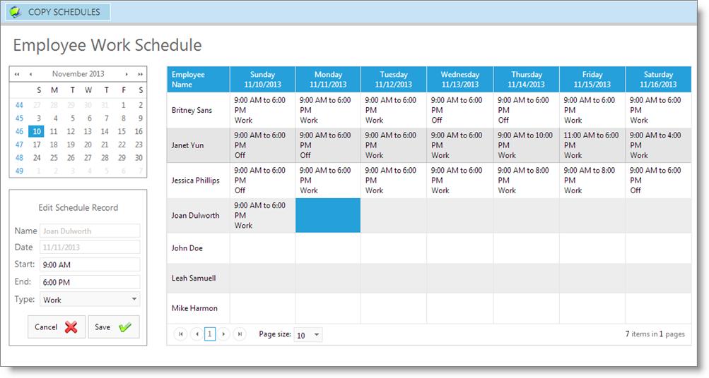 34 Getting Started With Envision Cloud Creating Employee Schedules The Employee Work Schedule is where you will set the hours that each employee is available for booking in the Appointment Calendar.