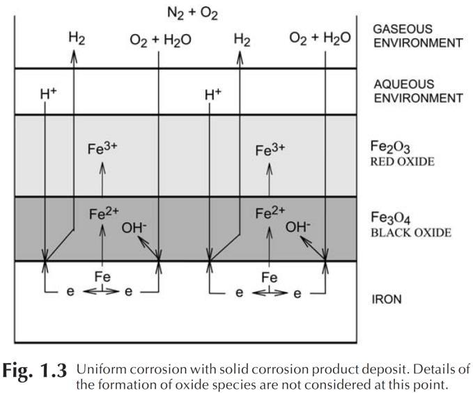 Uniform Corrosion with Corrosion Product Formation An example of corrosion product formation is the rusting of iron as illustrated in Fig. 1.3.