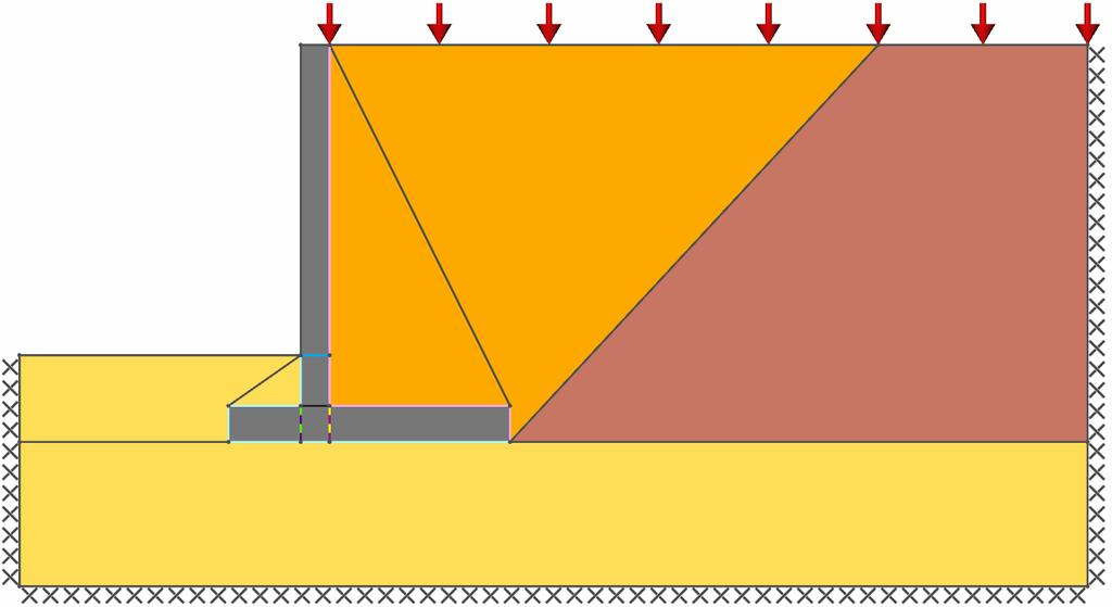 Figure 1: Cantilever wall problem geometry Soil Material type Material drainage behaviour c u c φ γ γ sat (kn/m 2 ) (kn/m 2 ) (kn/m 3 ) (kn/m 3 ) Granular Backfill Mohr-Coulomb Always drained - 0 32