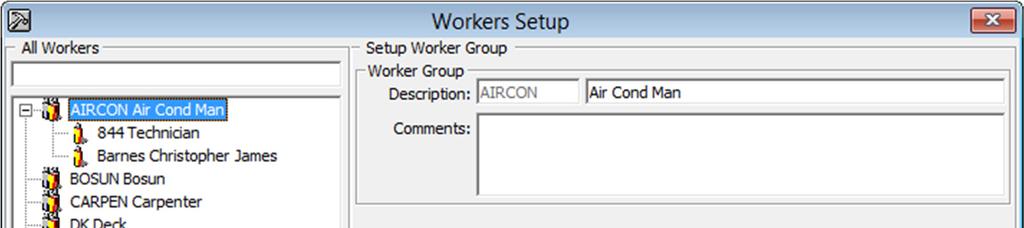 Figure 1-3 - Worker in Workgroup setup 1. Select Workers in Workgroup from the Maintenance Setup. 2.