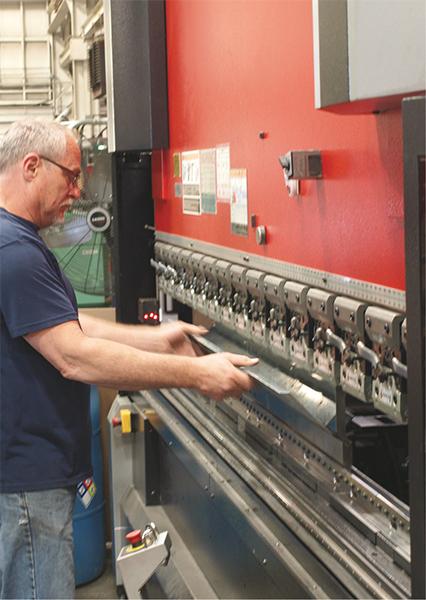 Technology Makes Good Operators Great Accompanying the new fiber-laser cutting machine at Weaver is this Amada servohydraulic press brake.