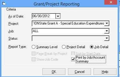 Grant Project Tracking Job Detail Report 2017.