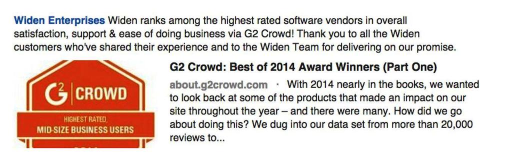 G2 SOFTWARE REVIEW Widen s support team is phenomenal. They consistently have fast and thorough responses for anything I ask about.