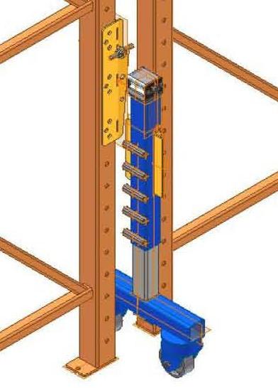 Bring the lift saddle into place by sliding the open face on to the vertical upright just above the lift jack assembly.