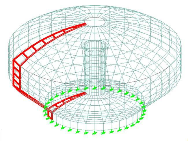 Staad Pro Fig 3. Staad Model Fig 4. Plate number of different Component Hoop Force Calculation Height of cylindrical wall H = 3.400 m Height of conical portion h1 = 4.067 m Total height h = 7.