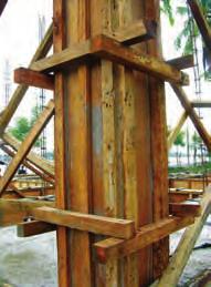 Formwork Timber (wooden) supports Distance should not more than 80cm Brackets Plywood sheet A column formwork set up on site Why is it better?