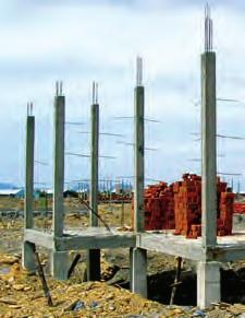 Reinforcement Rebars to connect to reinforcement to roof ring beams Anchors for brick wall connections Steel anchors are necessary to tie the brick wall to the concrete columns Why is it better?