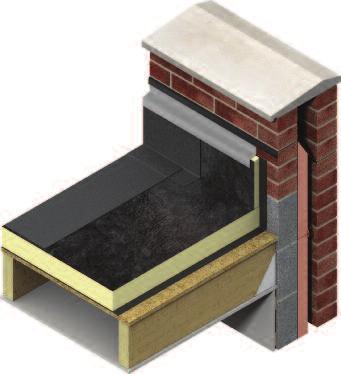 e.g. 2 layers of torch applied waterproofing membrane Waterproofing e.g. 2 layers of torch applied waterproofing membrane Kingspan Thermaroof TR24 Kingspan Thermaroof TR24 18 mm plywood deck Metal