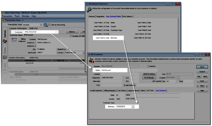 Figure 9: Enter customized information during order entry using User-Defined fields View Inventory Updates in Real Time Integration of Sales to Inventory allows you and your sales clerks to see