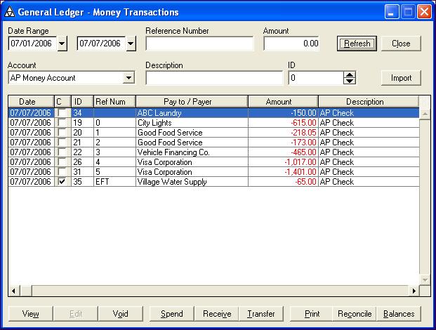 2 Voiding Transactions Lesson 8: Voiding Transactions If the accounting period is still open, you can go to the General Ledger Module s Money Transactions dialog box to void a check or EFT. 1.