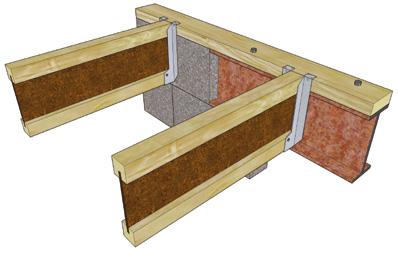 Glulam I-Joist Blocking Timber bearing plate securely fixed to flange of steel beam/masonry wall (design of fixings by Building Designer) Max.