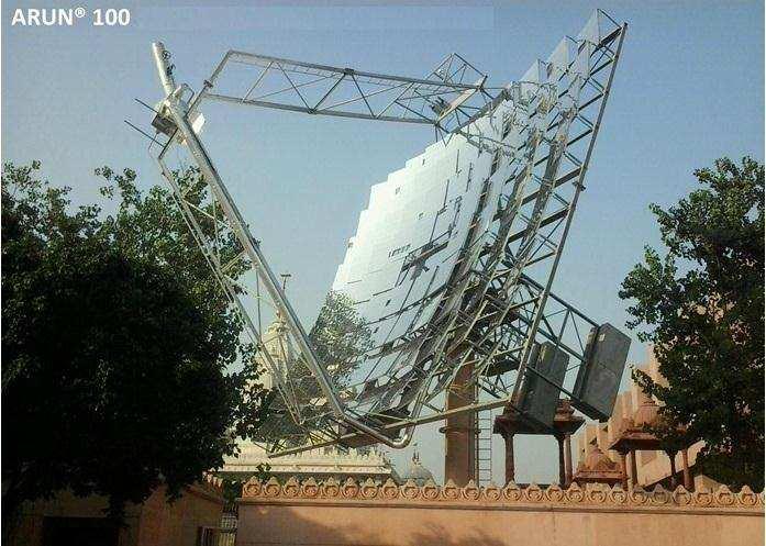 104 sq meter in Area and 100% indigenously developed Fresnel Parabolic Solar concentrator Ministry of New and Renewable Energy, Government of India, provide 30% financial subsidy for the project.